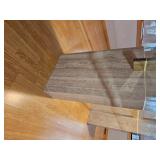 Italian Travertine Glass Top Dining Table