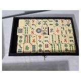 Vintage Asian Bone Mahjong Game Set in Storage Case