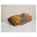 Monumental Hand Carved Polychrome Wood Fish Sculpture