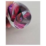 Art Glass Sculpture with Controlled Bubble and Purple Core