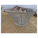 Vintage Crystal Serving Bowl with Floral Design and Glass Ice Bucket