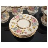 Queens by Rosina Bone China Tea Cups and Saucers "Cathay" Pattern (Set of 5)