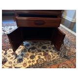 Vintage Chinese End Table with Glass Topper 22" wide x 22" deep x 23 1/2" tall