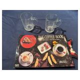 "The Coffee Book" with Two Glass Espresso Cups