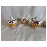 Lefton Miss Dainty Sugar Creamer Sugar Pot Jam Set of 3 and Fritz & Floyd French Market Collection Pig Salt and Pepper Shakers