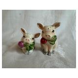Lefton Miss Dainty Sugar Creamer Sugar Pot Jam Set of 3 and Fritz & Floyd French Market Collection Pig Salt and Pepper Shakers