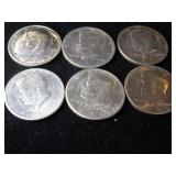 Six 1971 Kennedy Half Dollars