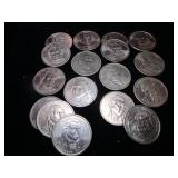 Seventeen Presidential Dollar Coins