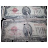 Five Red Seal $2 Bills, 1928