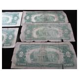 Five Red Seal $2 Bills, 1928