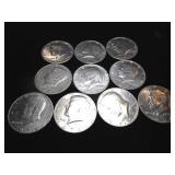 Ten Kennedy Half Dollars