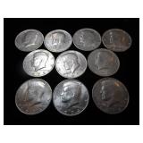 Ten Kennedy Half Dollars