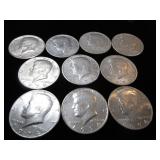 Ten Kennedy Half Dollars