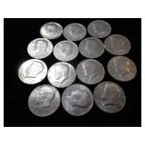 Fourteen Kennedy Half Dollars