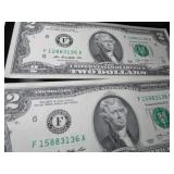 Six Two Dollar Bills