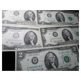 Nine Two Dollar Bills