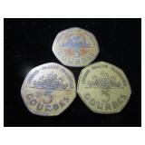 Three 5 Gourdes Haiti Coins