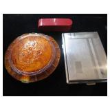 Vintage Tortoise Shell Compact, Cig. Case, Lipstick