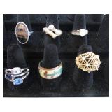 Six Costume Rings, Opal, L. Sophia