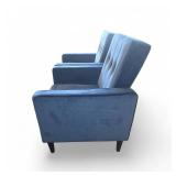 2 Mid-Century Modern Velvet Armchairs Blue