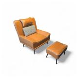 Brown faux leather with distinctive houndstooth patterned accents and piping.