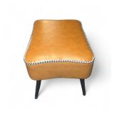 Brown faux leather with distinctive houndstooth patterned accents and piping.