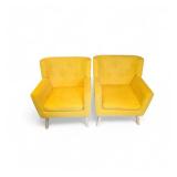 2 Modern Yellow Accent Armchairs