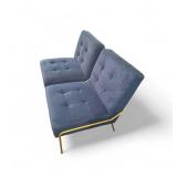 2 Luxury Upholstered Tufted Accent Chair featuring a navy blue velvet finish and gold metal legs.