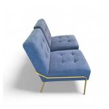 2 Luxury Upholstered Tufted Accent Chair featuring a navy blue velvet finish and gold metal legs.