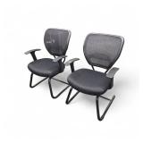 2 Black Sled Base Office Chairs