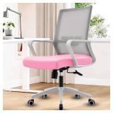 *NEW IN BOX" Stylish Pink Ergonomic Office Chair with Mesh Back & Lumbar Support