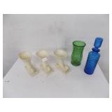 Set of decorative glass vases