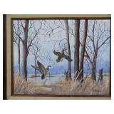 Framed Oil Painting (Wood Ducks)   By S. Winge – 23" x 19"
