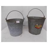 2 Galvanized Farm Buckets