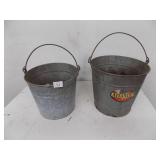 2 Galvanized Farm Buckets