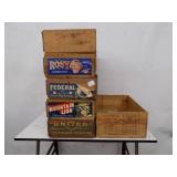 6 Wooden Crates   1 wine crate 5 fruit crates