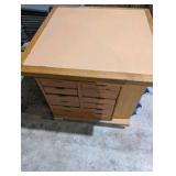 Rolling work table with built-in shelving