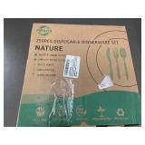 Nature 250Pcs Disposable Dinnerware Set - 50x9in Plates, 50x7in Plates, 50 Utensils
