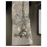 4 X Charm Necklace - Silver-Tone Fashion Jewelry with Snowflake Charms