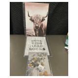 Framed Wall Art Prints - Highland Cow, Cool Kids Read Books, Lemon Vase (Lot of 3)
