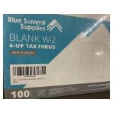 Blue Summit Supplies Blank W-2 4-Up Tax Forms Box Format (Lot of 4)