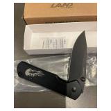 LAND Tactical Knives Folding Knife - Black Blade, Flame Logo Handle