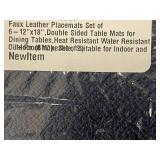 Faux Leather Place Mats - Navy Blue - Set of 6 - 12 x 18 in