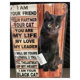 Black Cat Wall Art Sign - Inspirational Cat Quote Decor for Home & Office