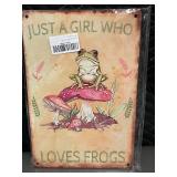 Just A Girl Who Loves Frogs Wall Sign - Frog on Mushroom Decor 8x12