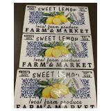 Sweet Lemon Farm & Market Wood Sign 6x12 Inch (Lot of 3)