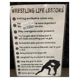 Wrestling Life Lessons Tin Sign 8x12 Inch Metal Decor