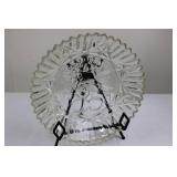 Crystal Cut Glass Bowl with Scalloped Edge - 10.5 in Diameter, Starburst Pattern