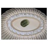Ceramic Fruit Bowl with Basket-Weave Rim and Colorful Fruit Accent