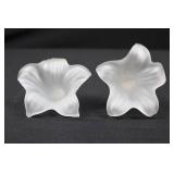 Milk Glass Flower Stem & Petal Bowl Set - Frosted White, 2 Tall Stems & 2 Bowls